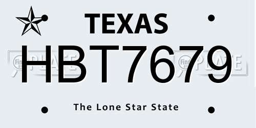 HBT7679 Texas License Plate