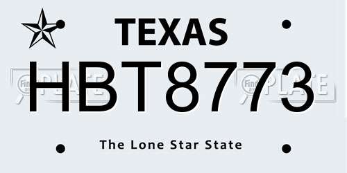 HBT8773 Texas License Plate