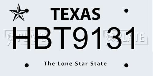 HBT9131 Texas License Plate