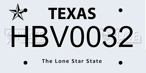 HBV0032 Texas License Plate