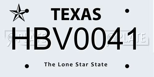 HBV0041 Texas License Plate