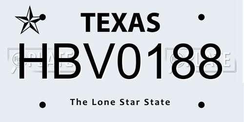 HBV0188 Texas License Plate