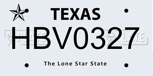 HBV0327 Texas License Plate