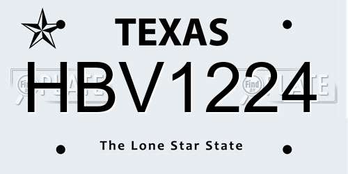 HBV1224 Texas License Plate
