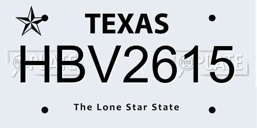 HBV2615 Texas License Plate