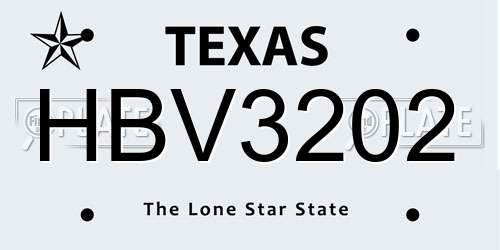 HBV3202 Texas License Plate