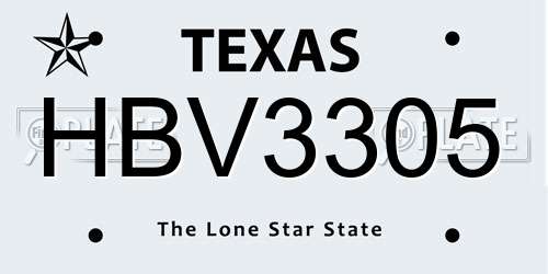 HBV3305 Texas License Plate