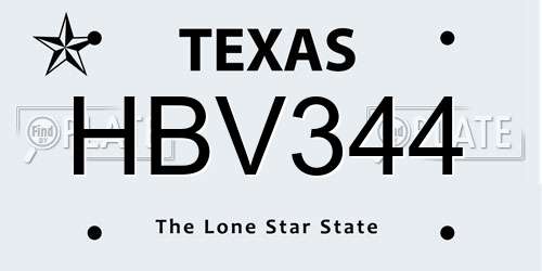 HBV344 Texas License Plate