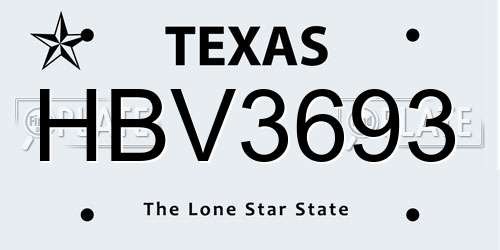 HBV3693 Texas License Plate