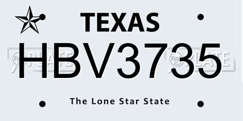 HBV3735 Texas License Plate