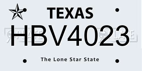 HBV4023 Texas License Plate