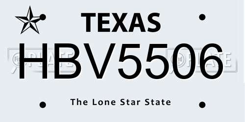 HBV5506 Texas License Plate