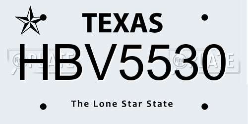 HBV5530 Texas License Plate