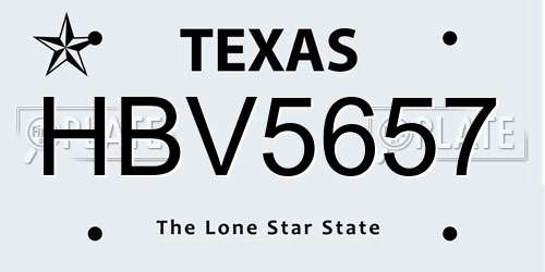 HBV5657 Texas License Plate