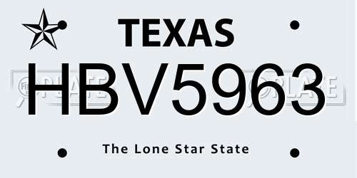 HBV5963 Texas License Plate