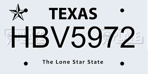 HBV5972 Texas License Plate