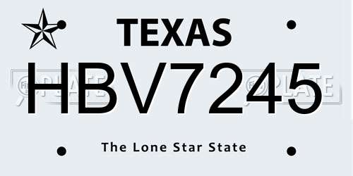 HBV7245 Texas License Plate