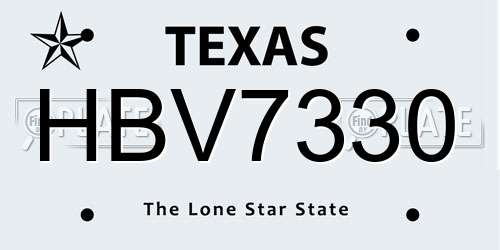 HBV7330 Texas License Plate