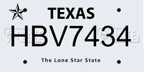 HBV7434 Texas License Plate