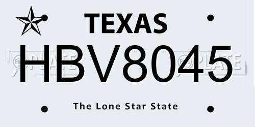 HBV8045 Texas License Plate