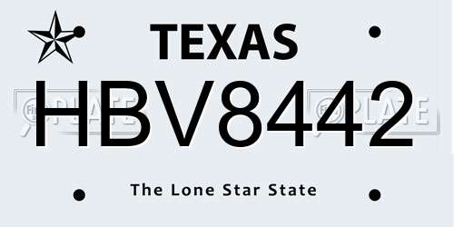HBV8442 Texas License Plate