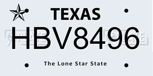 HBV8496 Texas License Plate