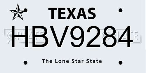 HBV9284 Texas License Plate