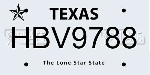 HBV9788 Texas License Plate