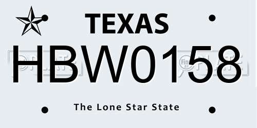 HBW0158 Texas License Plate