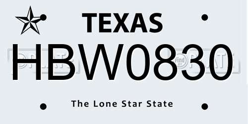 HBW0830 Texas License Plate
