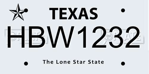 HBW1232 Texas License Plate