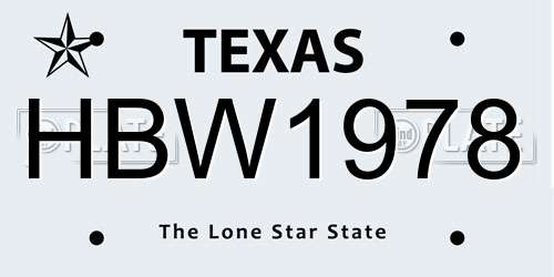 HBW1978 Texas License Plate