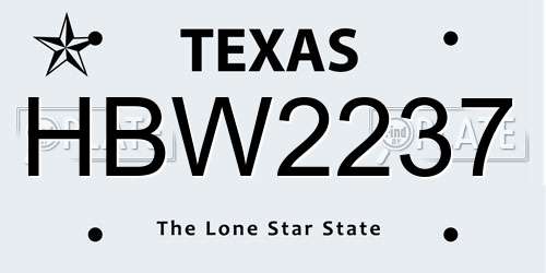 HBW2237 Texas License Plate