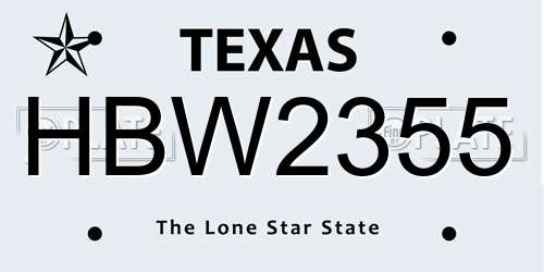 HBW2355 Texas License Plate