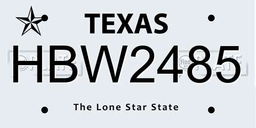 HBW2485 Texas License Plate