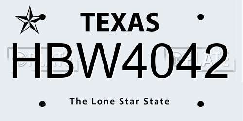 HBW4042 Texas License Plate