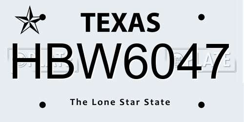 HBW6047 Texas License Plate