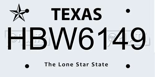 HBW6149 Texas License Plate