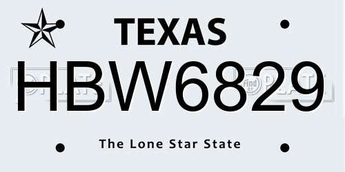 HBW6829 Texas License Plate