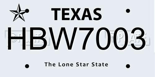 HBW7003 Texas License Plate