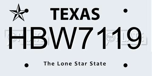 HBW7119 Texas License Plate