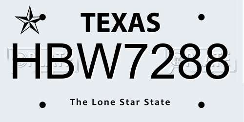 HBW7288 Texas License Plate