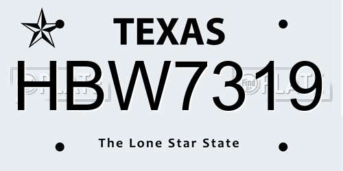 HBW7319 Texas License Plate