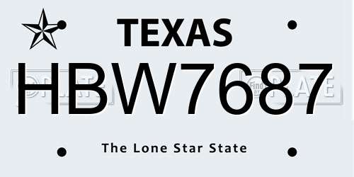 HBW7687 Texas License Plate