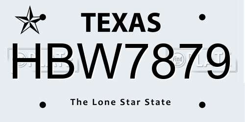 HBW7879 Texas License Plate