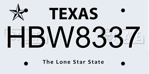 HBW8337 Texas License Plate
