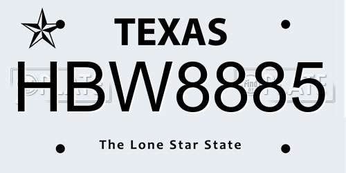 HBW8885 Texas License Plate