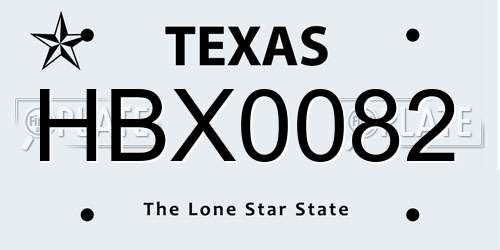 HBX0082 Texas License Plate