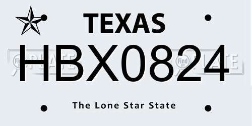 HBX0824 Texas License Plate