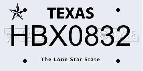 HBX0832 Texas License Plate